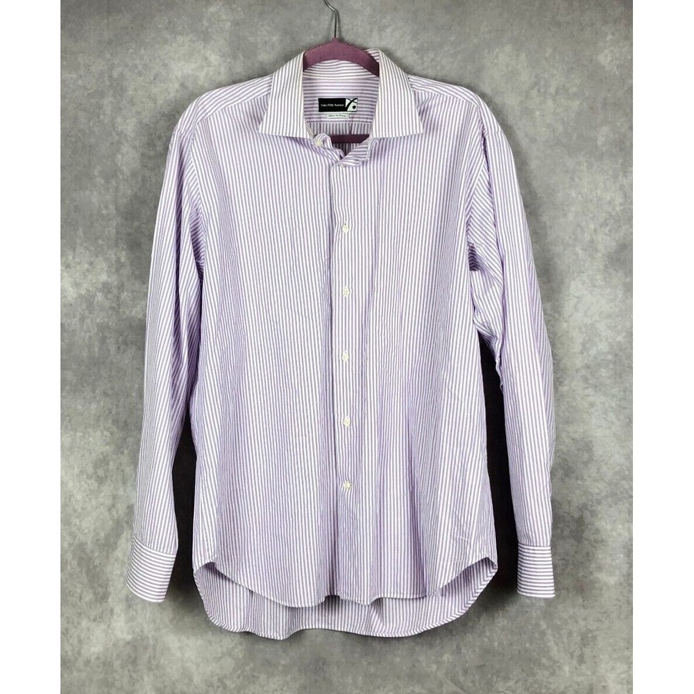 Saks Fifth Avenue Lavender and White Striped Button-Down Shirt